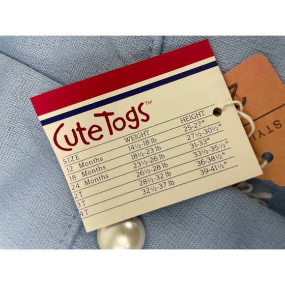 Vintage Cute Togs Girls Dressy Coat Set Size 2 2T Light Blue Matching Hat NWT - Picture 3 of 12